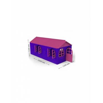 Casuta de joaca mare pentru fetite Doloni mov cu roz 256x129x120 cm